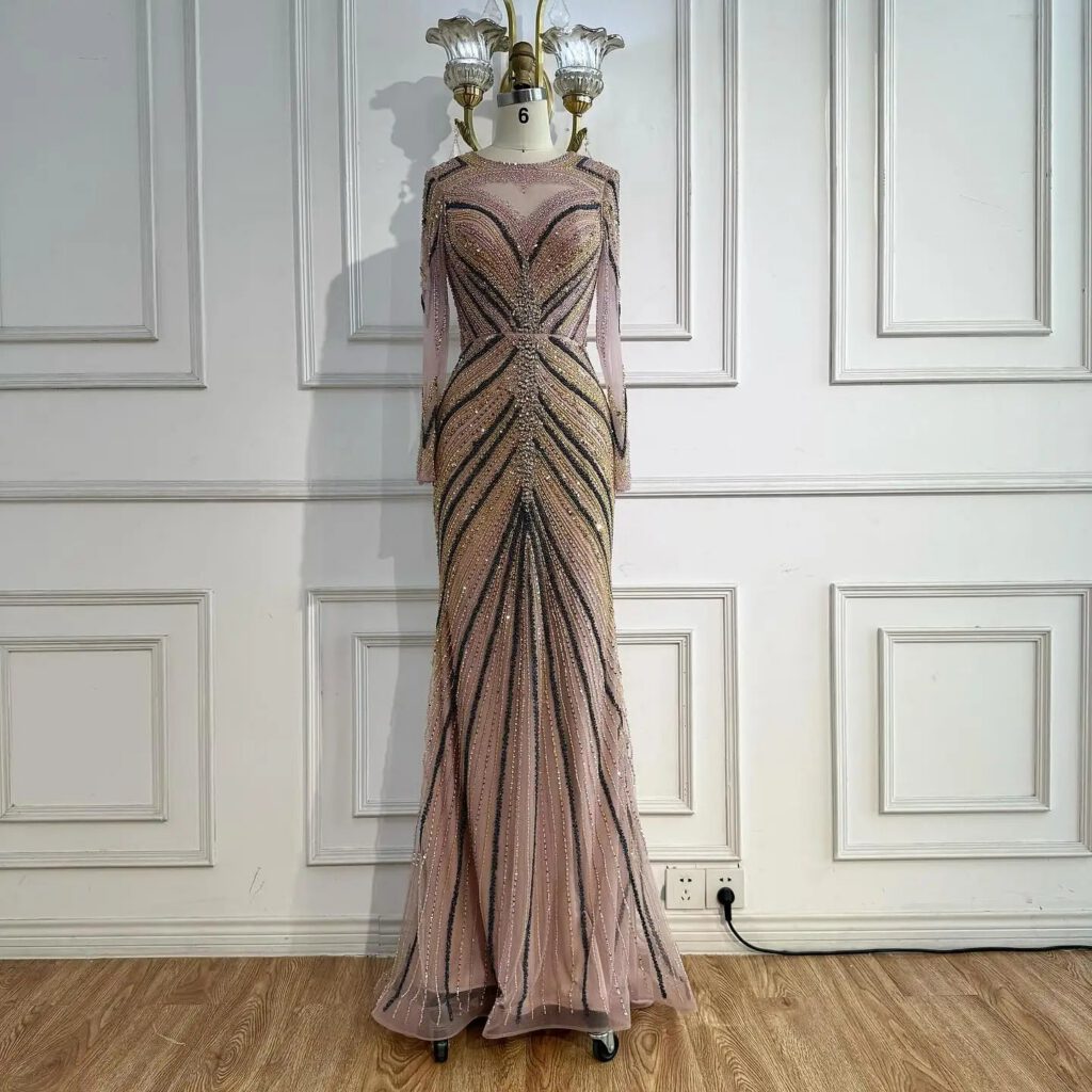 Nove Dress Pink Mermaid Modest Evening Dress