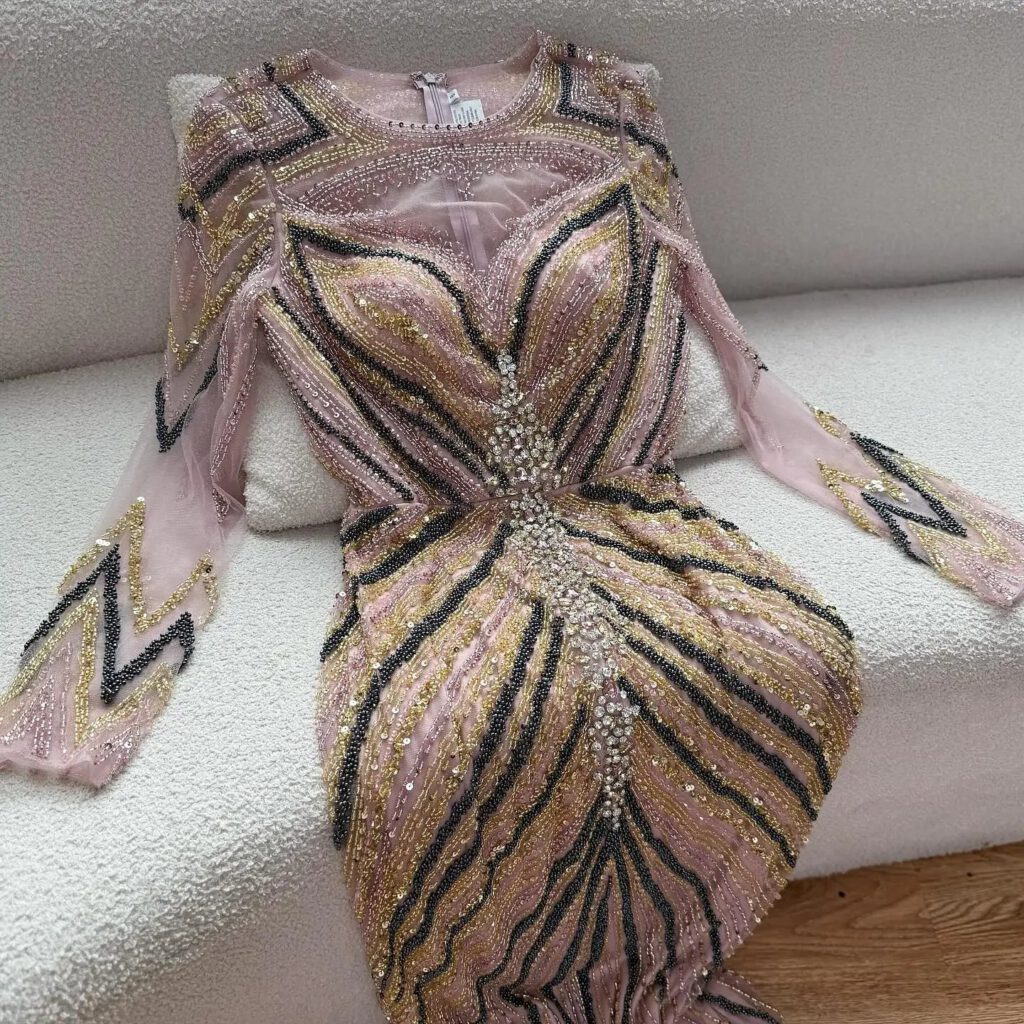 Nove Dress Pink Mermaid Modest Evening Dress