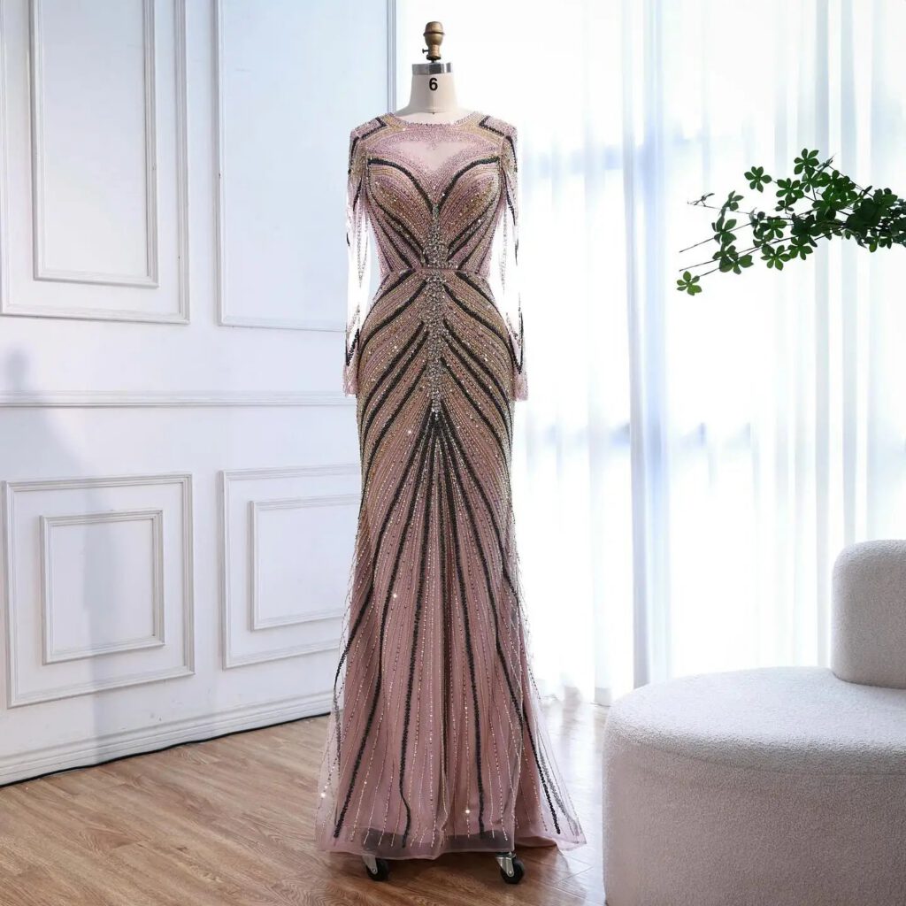 Nove Dress Pink Mermaid Modest Evening Dress