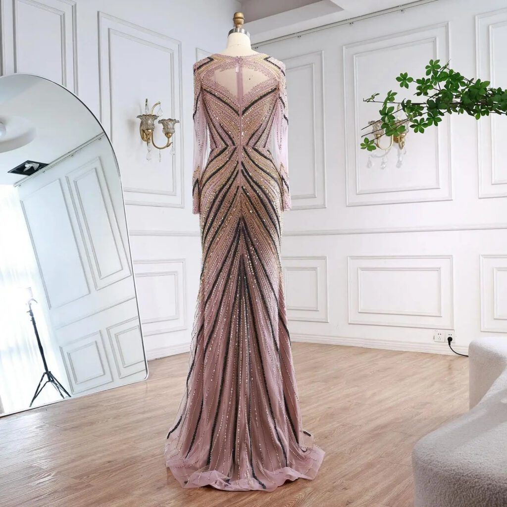 Nove Dress Pink Mermaid Modest Evening Dress