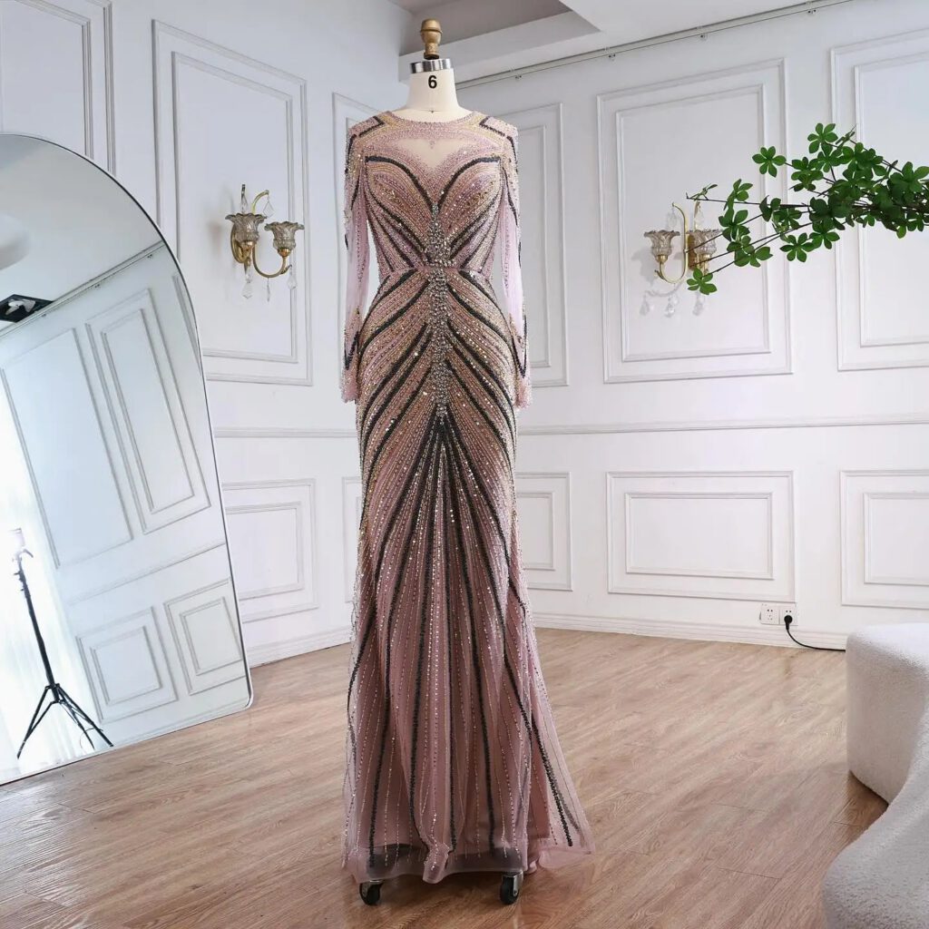 Nove Dress Pink Mermaid Modest Evening Dress