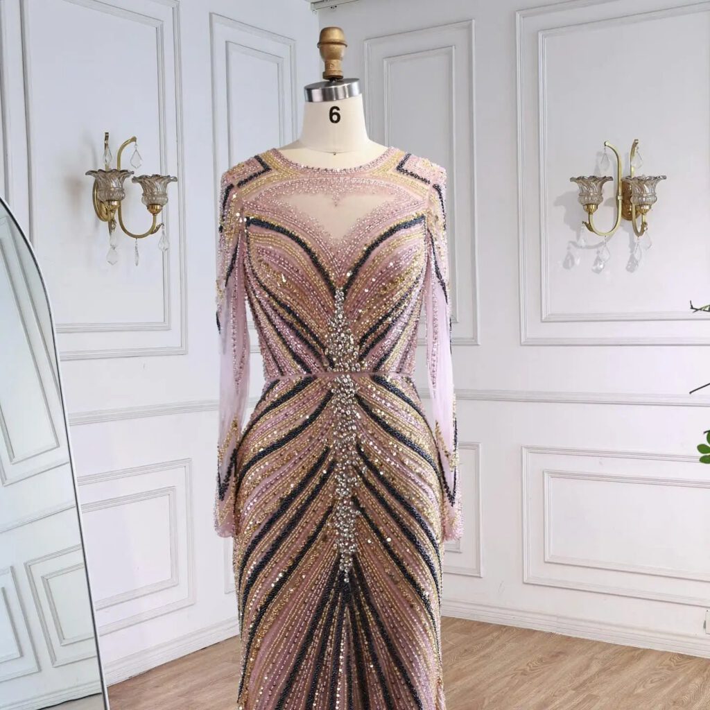 Nove Dress Pink Mermaid Modest Evening Dress