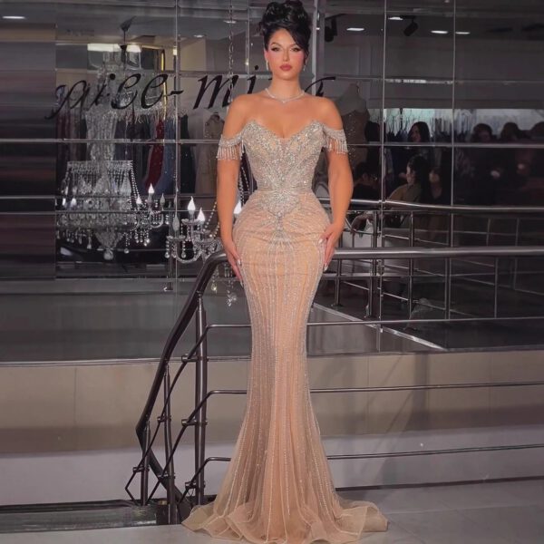 Nove Dress Pink Off Shoulder Arabic Evening Dress 1 - Nove Dress