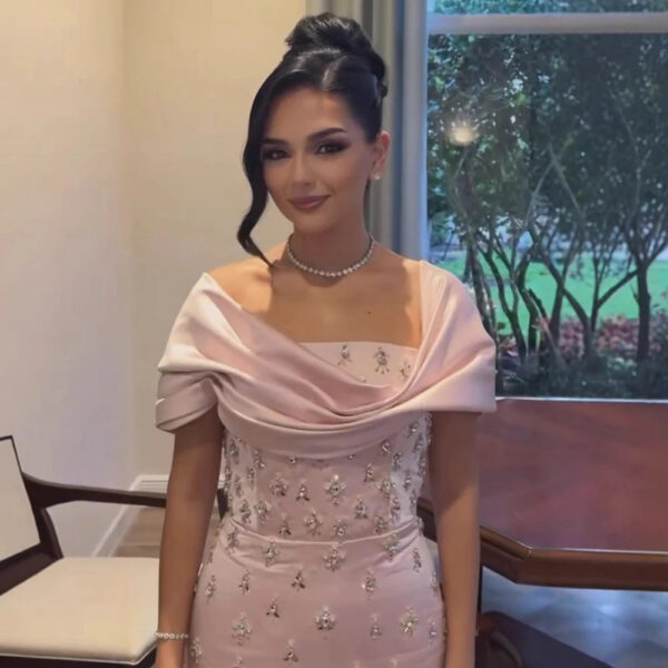 Nove Dress Pink Off Shoulder Evening Dress - Style LA72414 1 - Nove Dress