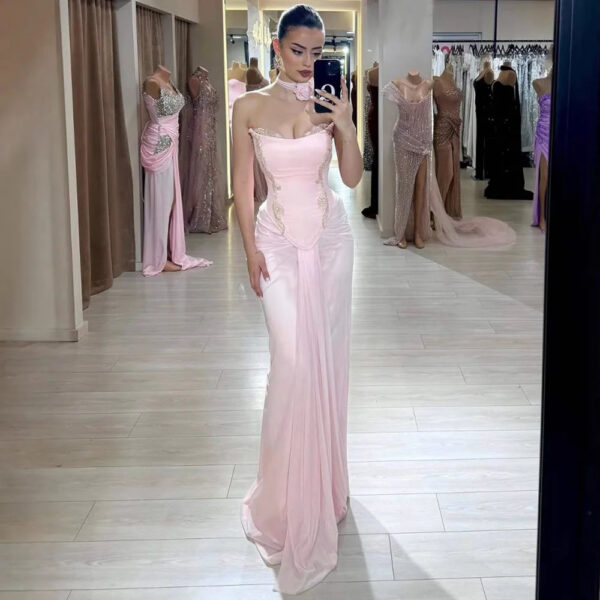 Nove Dress Pink Satin Evening Dress 1 - Nove Dress