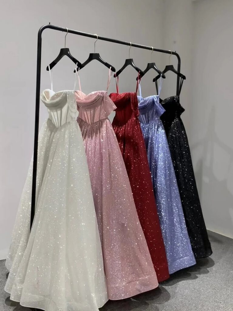 Nove Dress Pink Sparkle Off Shoulder Ball Gown Evening Dress