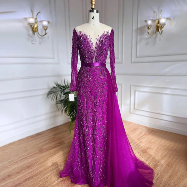 Nove Dress Purple Beaded Lace Mermaid Evening Dress 1 - Nove Dress