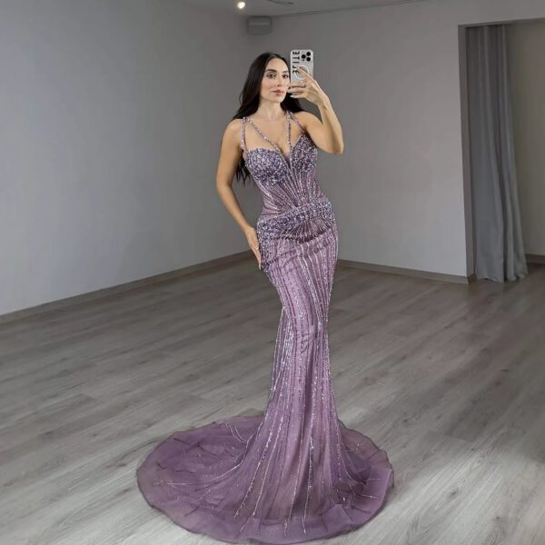 Nove Dress Purple Beaded Mermaid Evening Dress 1 - Nove Dress