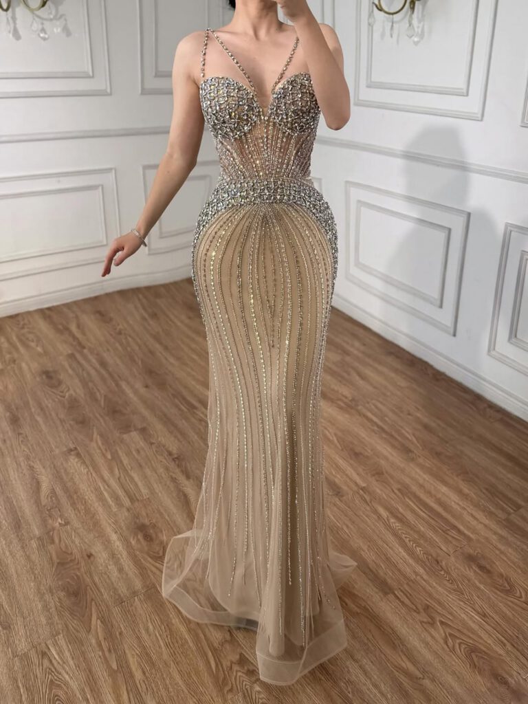 Nove Dress Purple Beaded Mermaid Evening Dress