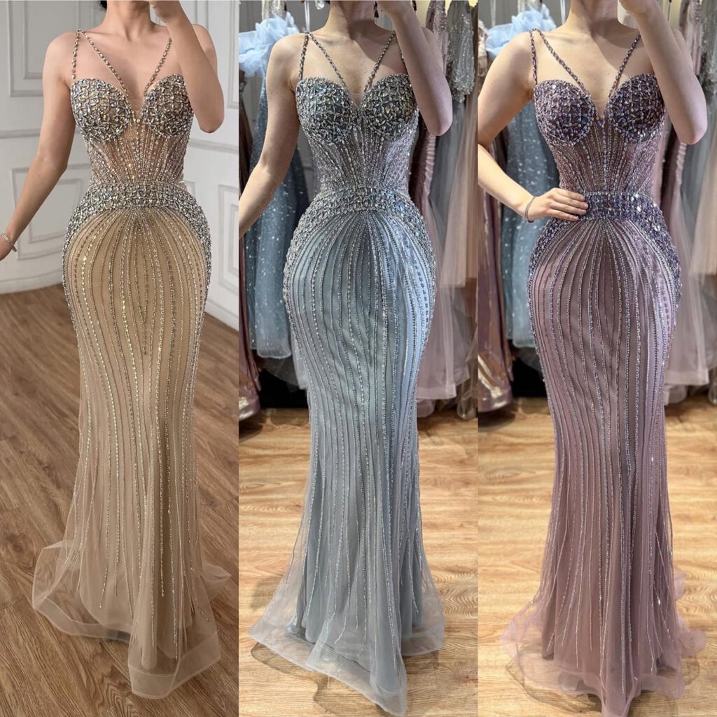 Nove Dress Purple Beaded Mermaid Evening Dress