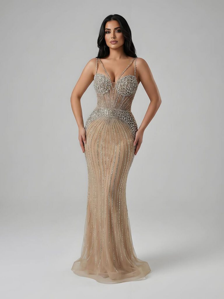 Nove Dress Purple Beaded Mermaid Evening Dress