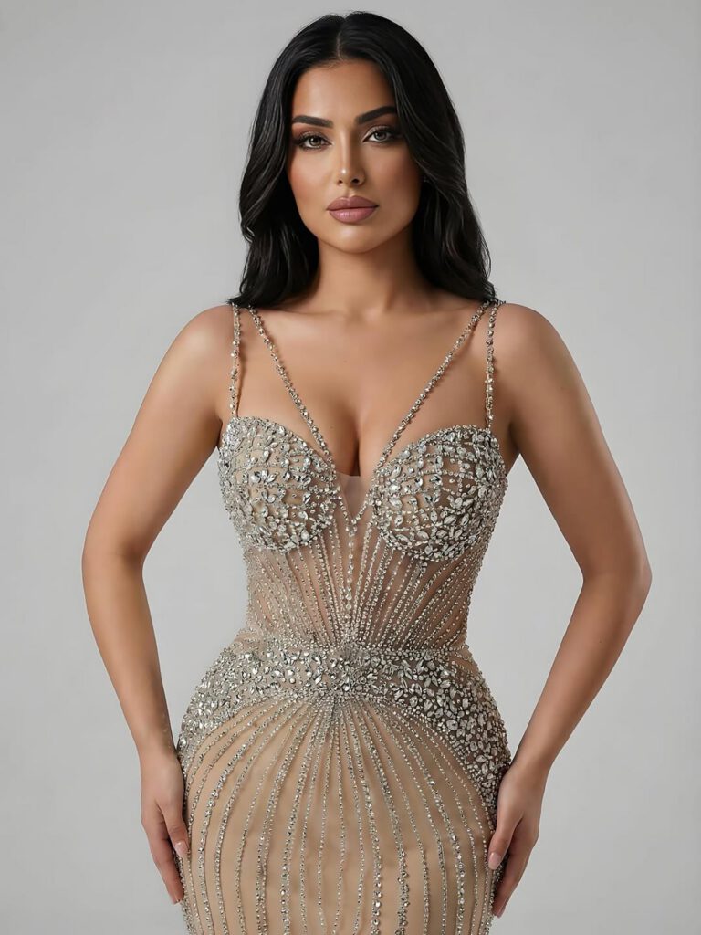 Nove Dress Purple Beaded Mermaid Evening Dress