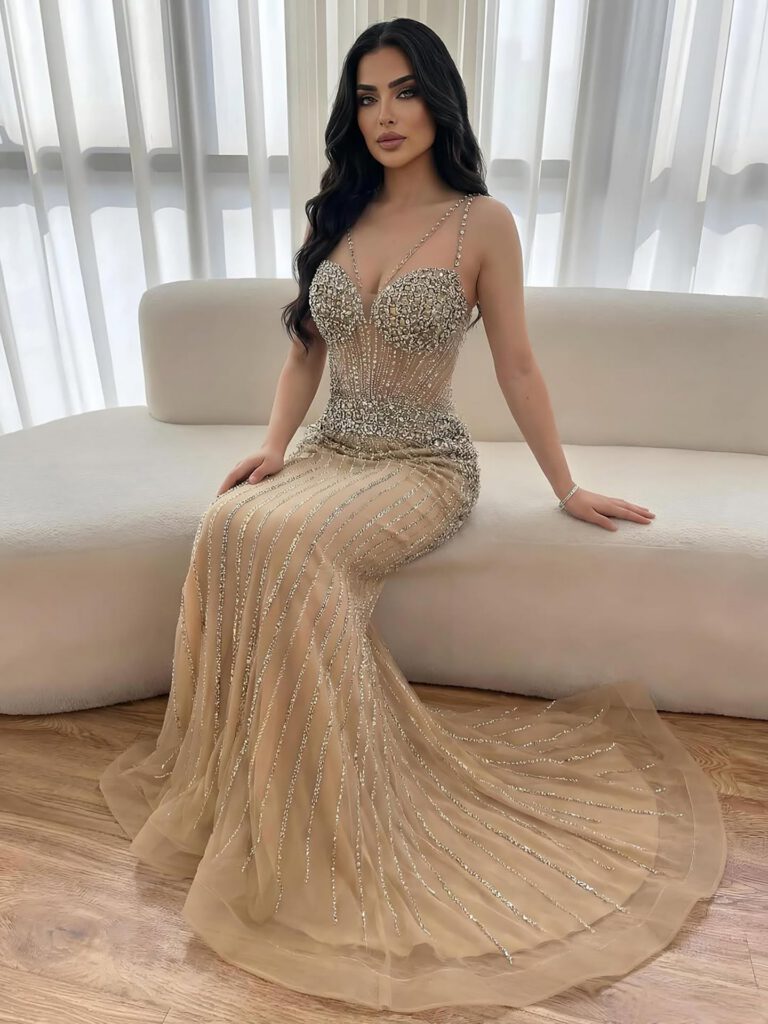 Nove Dress Purple Beaded Mermaid Evening Dress