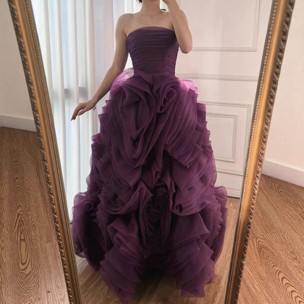 Nove Dress Purple Strapless Evening Dress