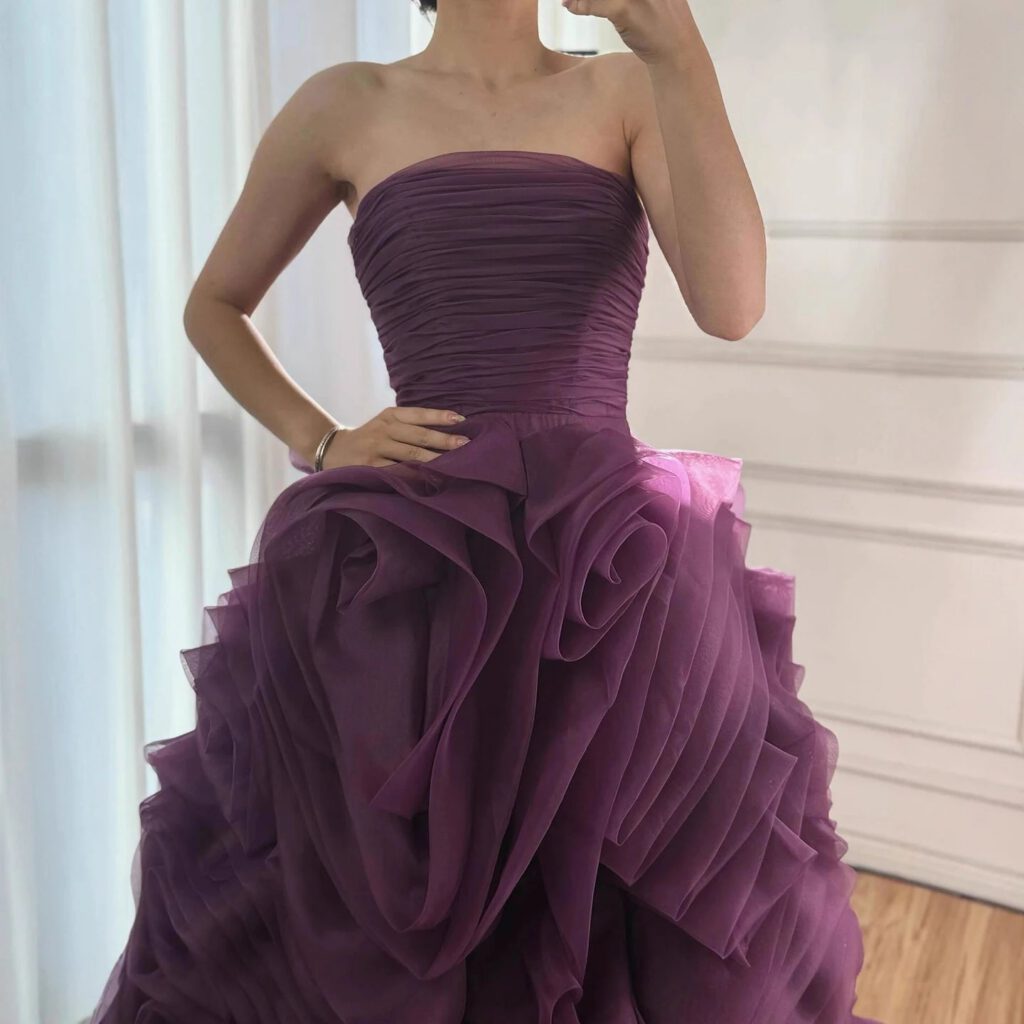 Nove Dress Purple Strapless Evening Dress