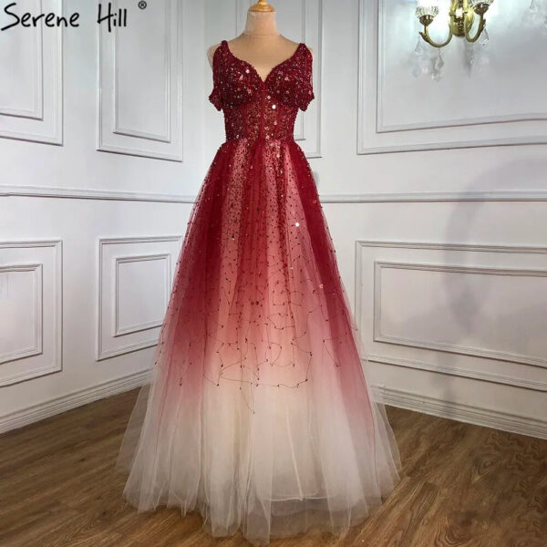 Nove Dress Red Beaded A-Line Arabic Evening Dress 1 - Nove Dress