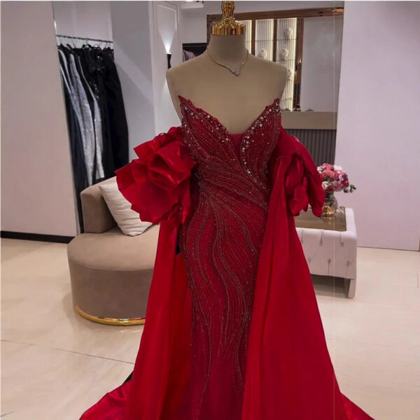 Nove Dress Red Beaded Mermaid Evening Dress 1 - Nove Dress