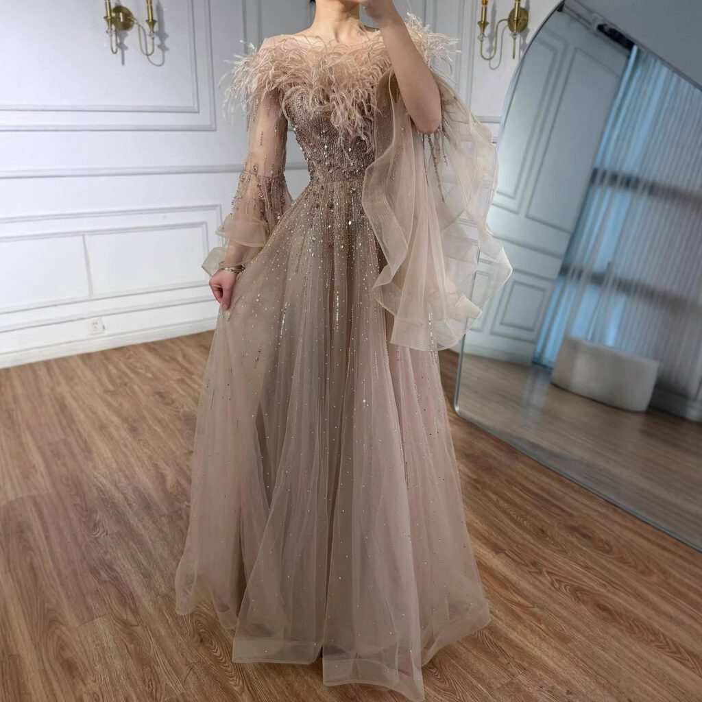 Nove Dress Red Feather A-Line Evening Dress