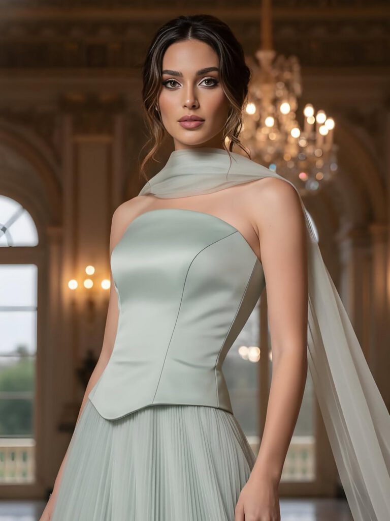 Nove Dress Sage Green A-Line Evening Dress
