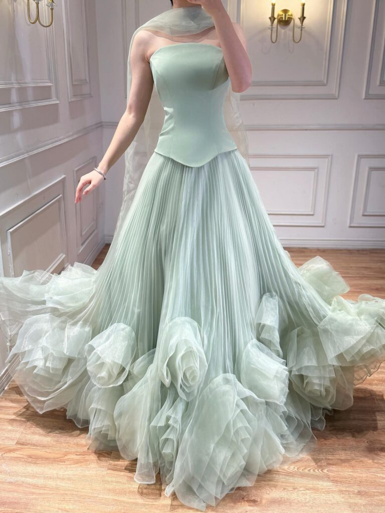 Nove Dress Sage Green A-Line Evening Dress