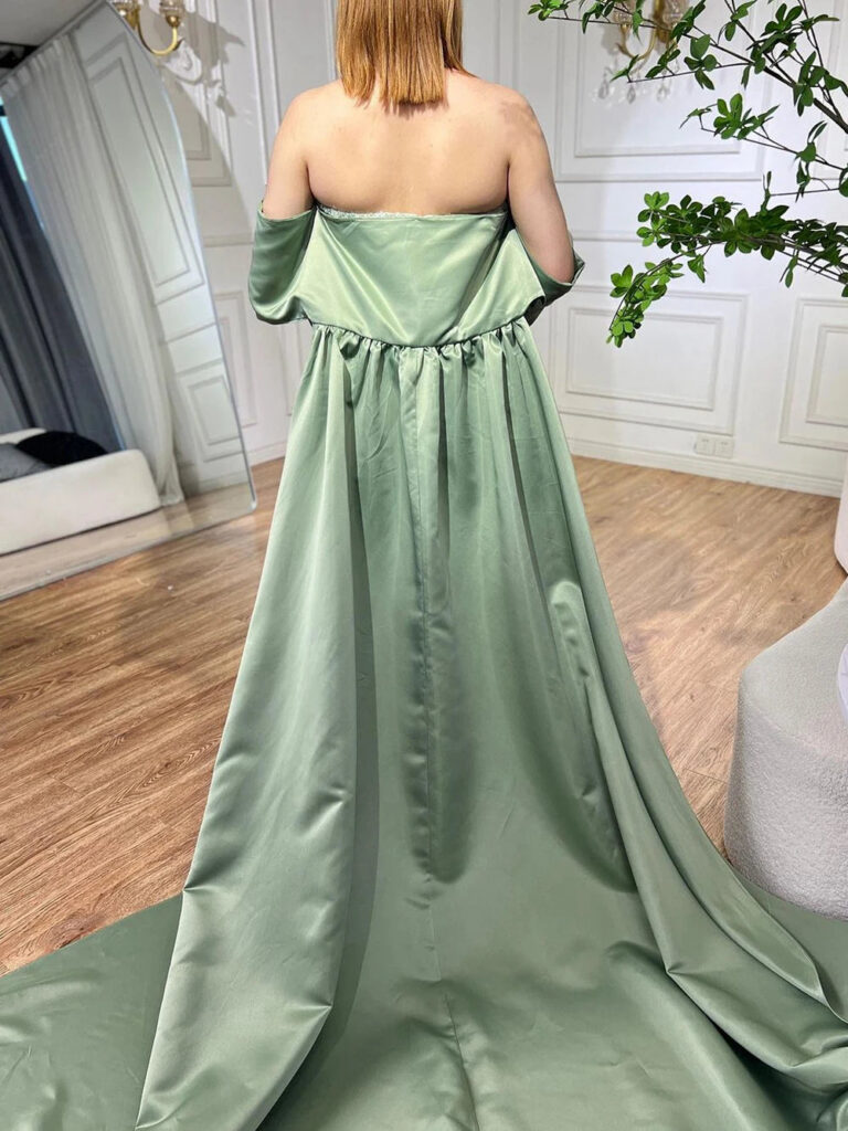Nove Dress Sage Green Arabic Evening Dress - Style