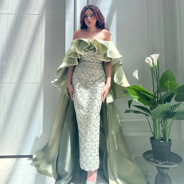 Nove Dress Sage Green Arabic Evening Dress - Style LA72567 1 - Nove Dress