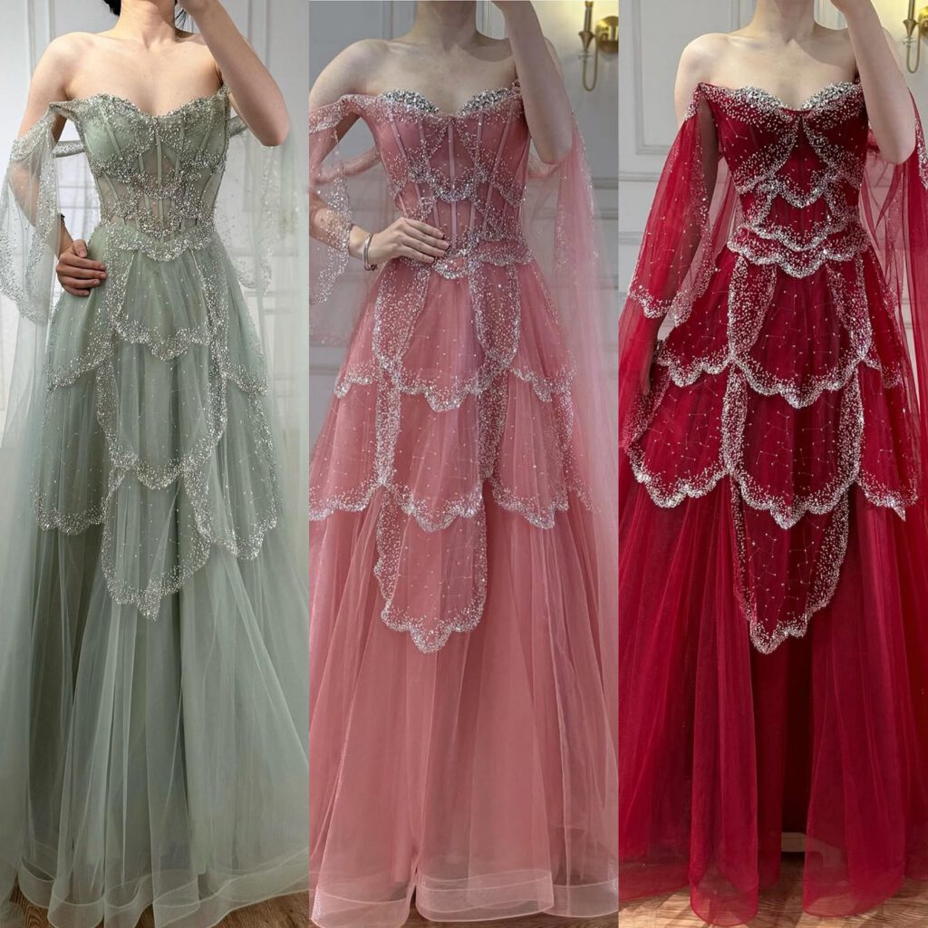 Nove Dress Sage Green Beaded A-Line Arabic Evening Dress
