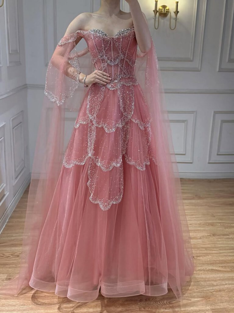 Nove Dress Sage Green Beaded A-Line Arabic Evening Dress
