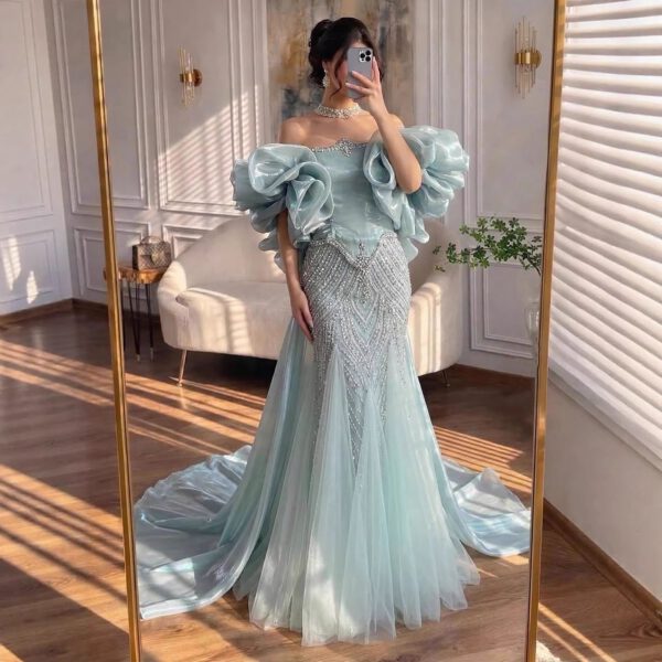 Nove Dress Sage Green Beaded Mermaid Evening Dress - Style LA73201 1 - Nove Dress