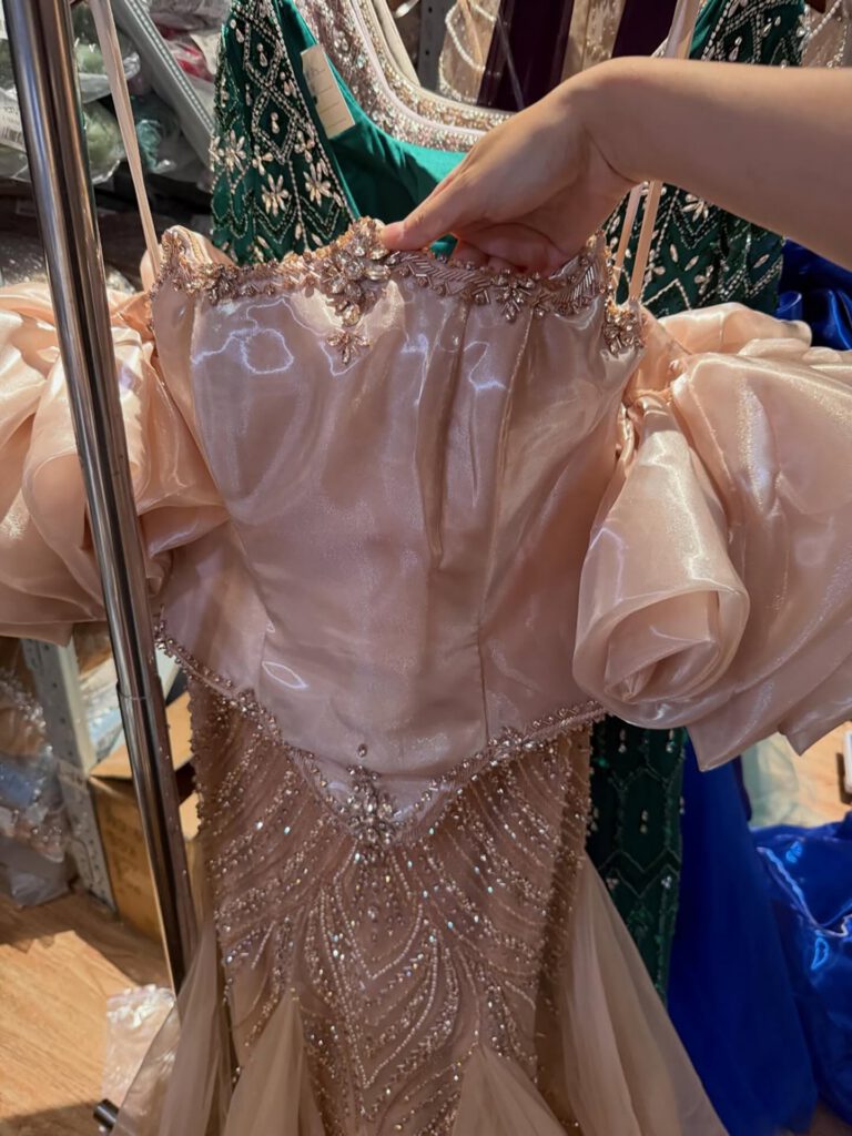 Nove Dress Sage Green Beaded Mermaid Evening Dress - Style