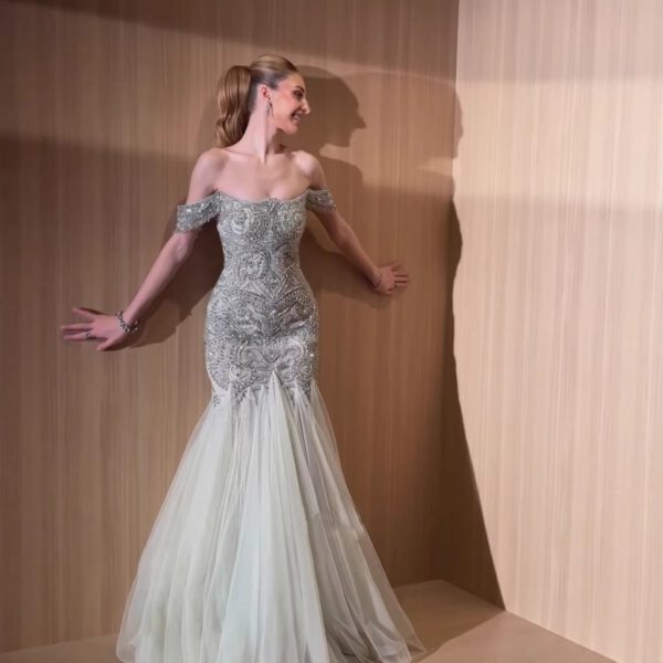 Nove Dress Sage Green Beaded Off Shoulder Mermaid Evening Dress - Style LA73706 1 - Nove Dress