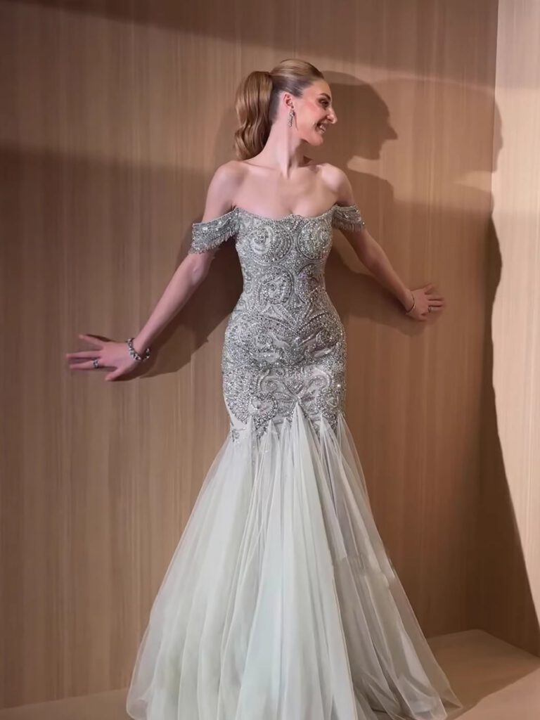 Nove Dress Sage Green Beaded Off Shoulder Mermaid Evening Dress - Style