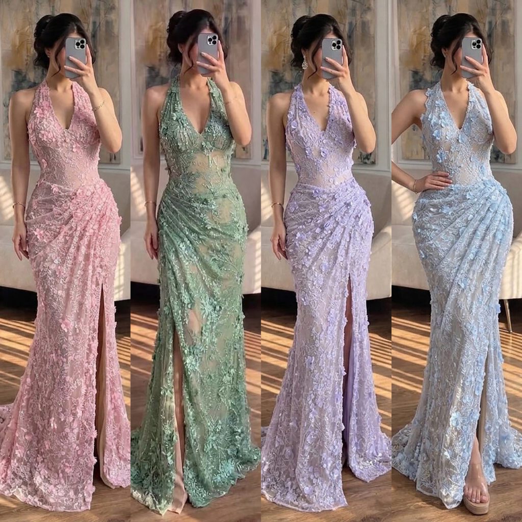 Nove Dress salbeigrün Abendkleid mit Neckholder
