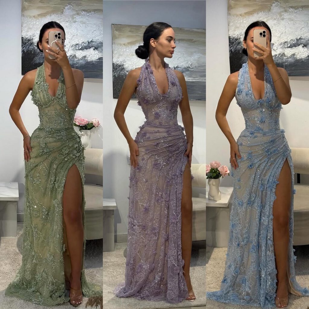 Nove Dress salbeigrün Abendkleid mit Neckholder