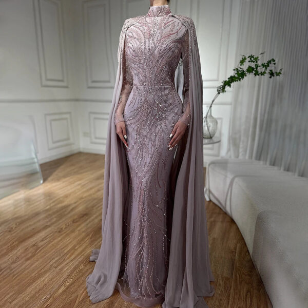 Nove Dress Sage Green Long Sleeve Modest Evening Dress - Style LA72413A 1 - Nove Dress
