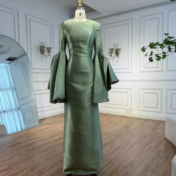 Nove Dress Sage Green Satin Evening Dress 1 - Nove Dress