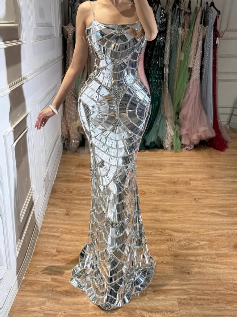 Nove Dress Silver Mermaid Evening Dress - Style