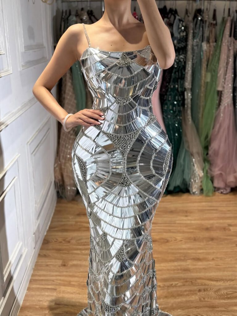 Nove Dress Silver Mermaid Evening Dress - Style