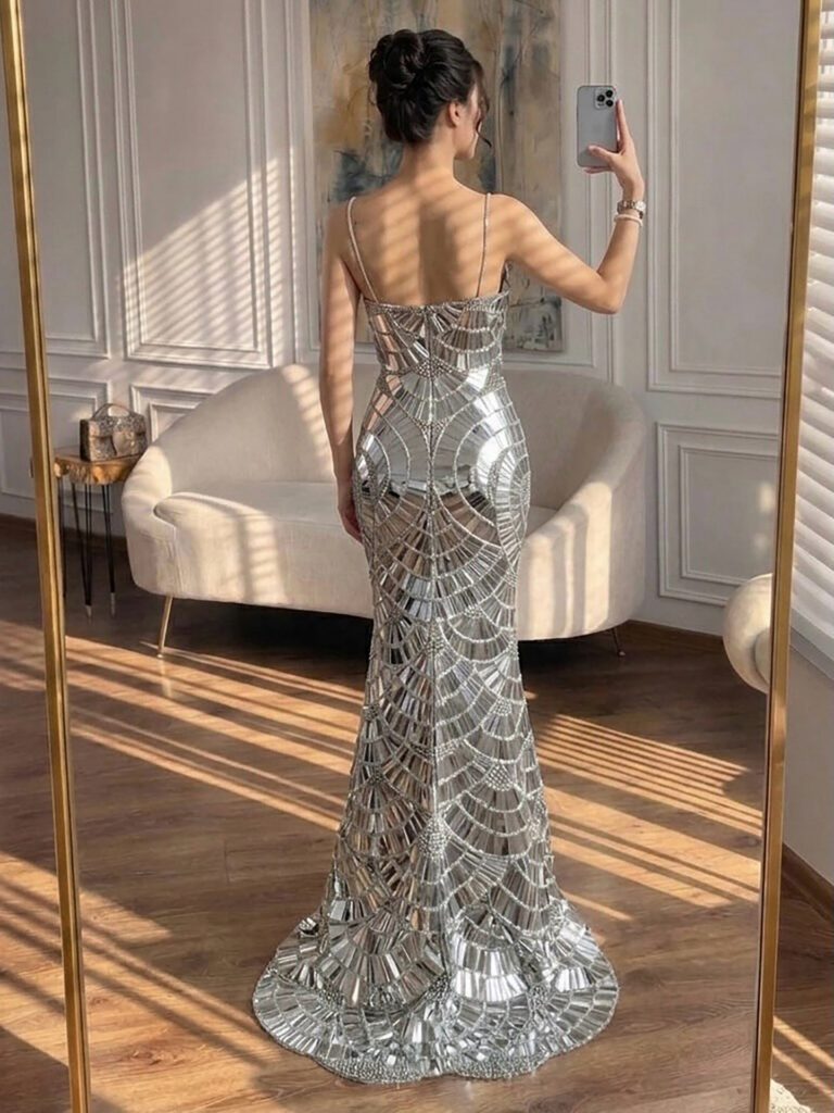 Nove Dress Silver Mermaid Evening Dress - Style