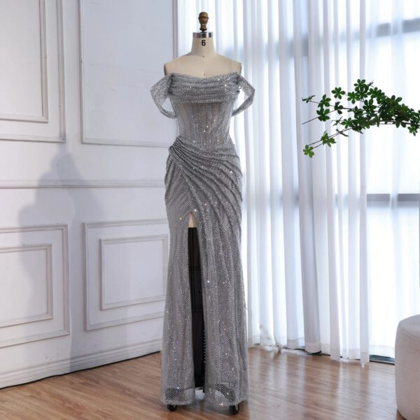 Nove Dress Silver Off Shoulder Mermaid Evening Dress 1 - Nove Dress