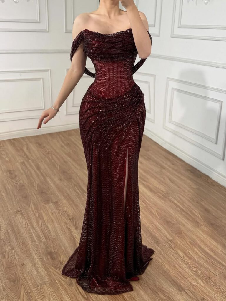 Nove Dress Silver Off Shoulder Mermaid Evening Dress