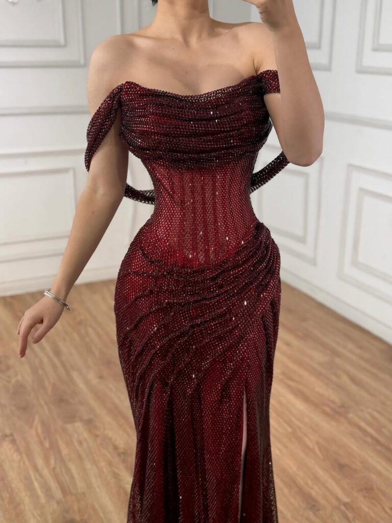 Nove Dress Silver Off Shoulder Mermaid Evening Dress