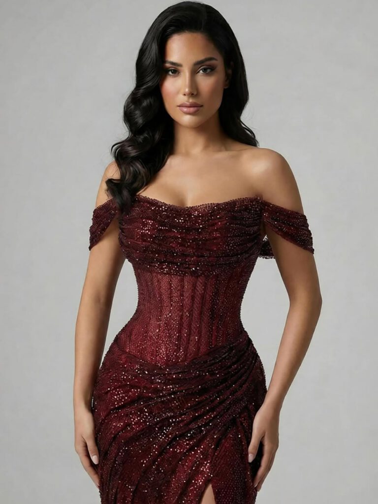Nove Dress Silver Off Shoulder Mermaid Evening Dress