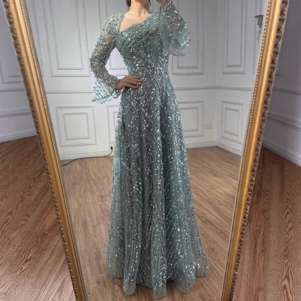 Nove Dress Turquoise Beaded A-Line Evening Dress 1 - Nove Dress