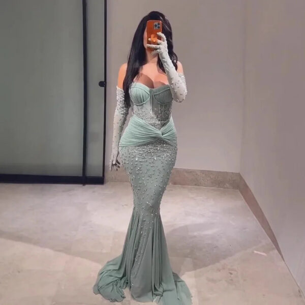 Nove Dress Turquoise Beaded Evening Dress 1 - Nove Dress