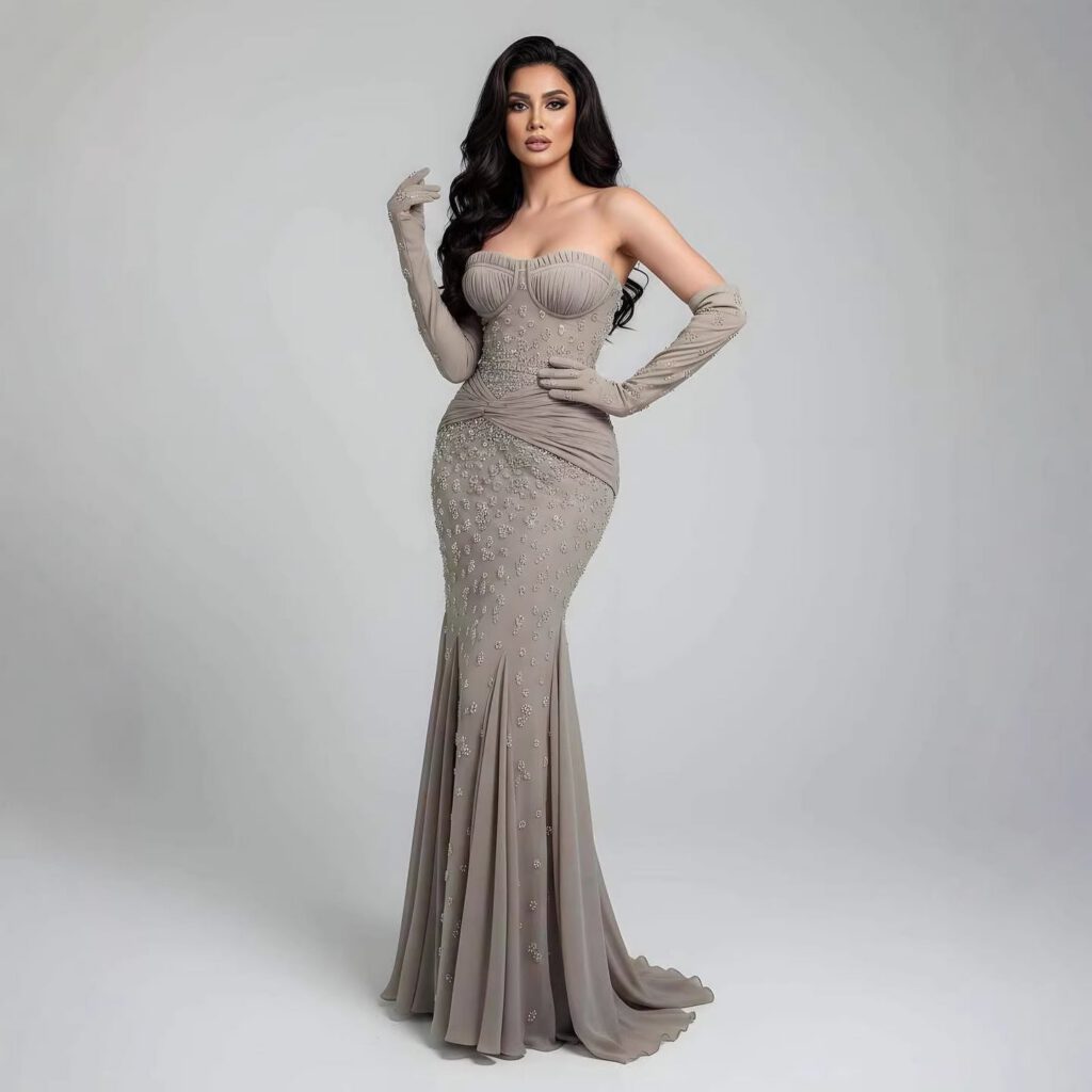 Nove Dress türkis Abendkleid mit Perlenstickerei