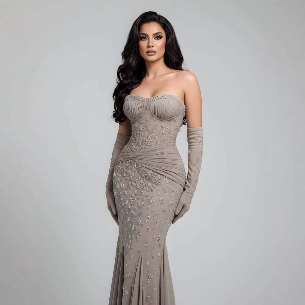 Nove Dress türkis Abendkleid mit Perlenstickerei