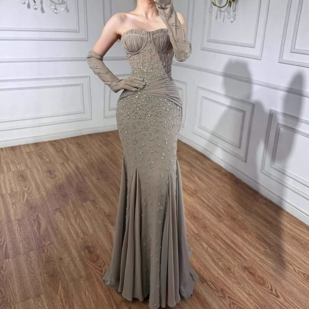 Nove Dress türkis Abendkleid mit Perlenstickerei