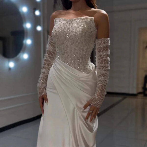 Nove Dress White Beaded Overskirt Evening Dress 1 - Nove Dress