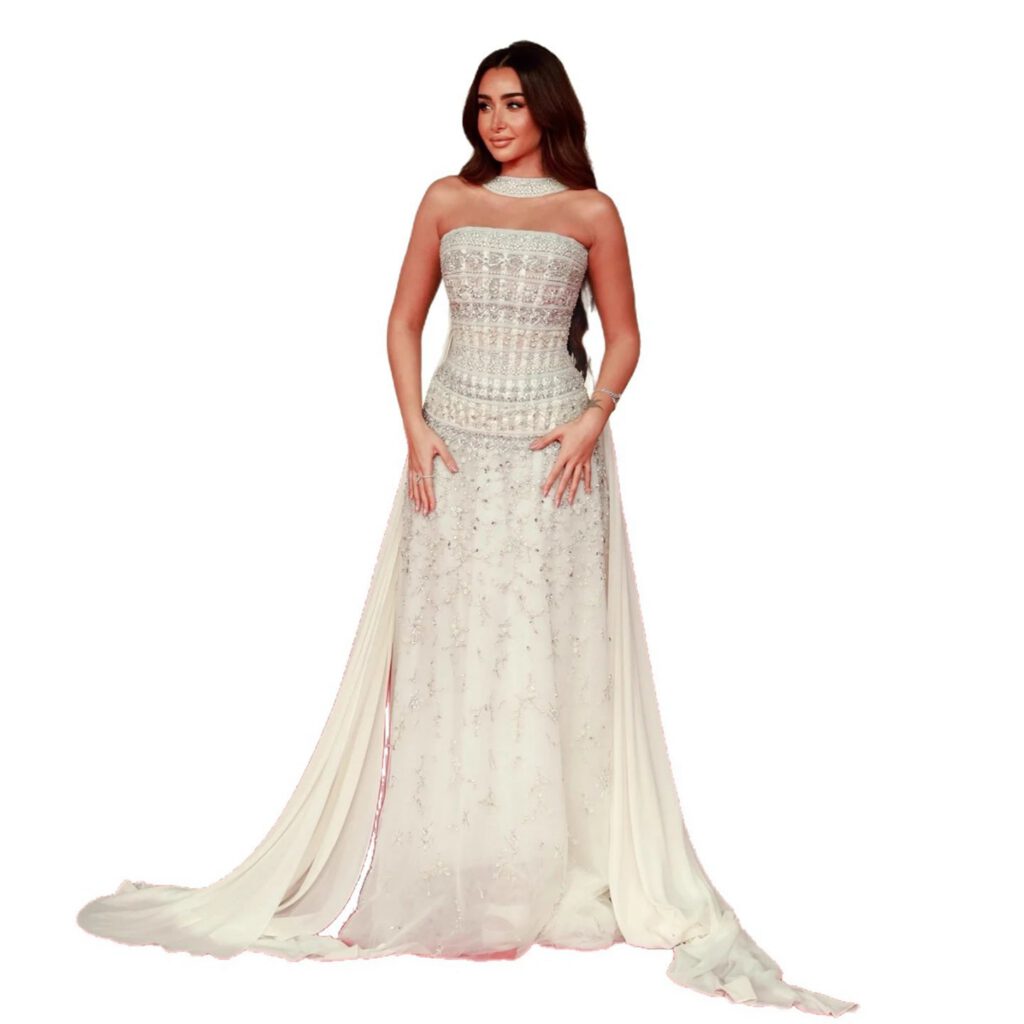 Nove Dress White Crystal Beaded Strapless Evening Dress